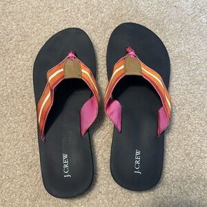 J.Crew sandals. Black, orange and pink.